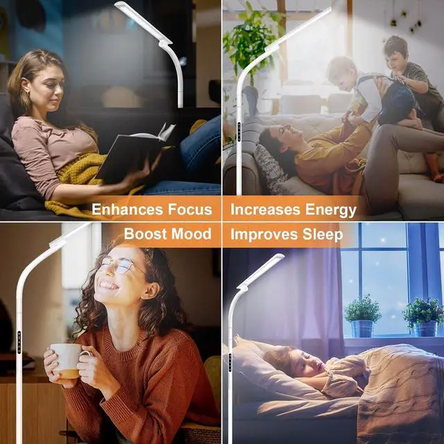 Alt view image 6 of 7 - Light Therapy Lamp,10000 Lux Happy Therapy Light, Floor Sun Therapy Lamp with Remote & Touch Control & Adjustable Gooseneck for Reading/Office/Home