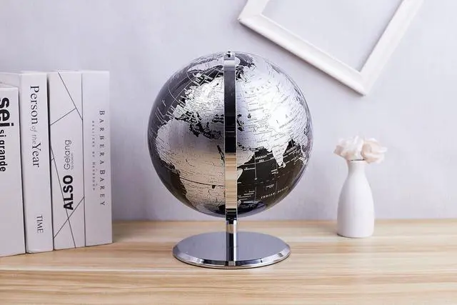 Alt view image 5 of 6 - ANNOVA Metallic World Globe Black  Educational/Geographic/Modern Desktop Decoration - Stainless Steel Arc and Base/Earth World - Metallic Black - for School, Home, and Office (10-Inch)