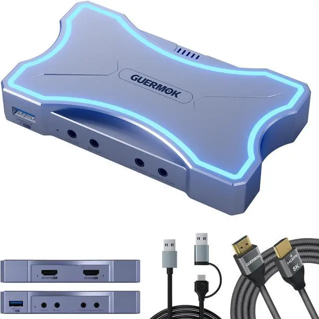 Main image of 4K HDMI Capture Card with Touch LED, Dual in/Loop-Out, USB 3.0, 4K@60Hz/ 2K@144Hz Video Capture, Mic/Line in, 4 Audio Outputs, Efficient Cooling, Streaming and Gaming for Switch2/1