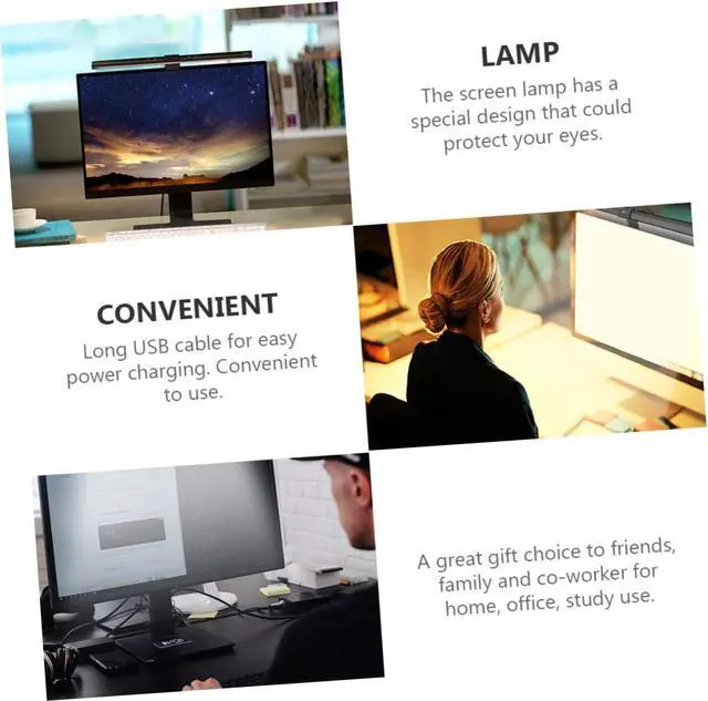 Alt view image 2 of 7 - 1set Led Computer Monitor Light USB Connection Three Lighting Modes for Eye Care Clip Design for Desk Use for Home Office and Workstations
