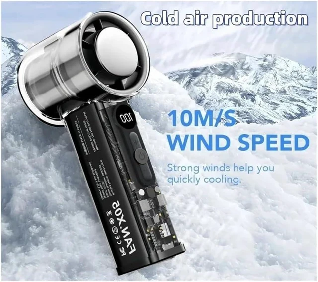 Alt view image 2 of 7 - New Handheld Mini Fan LCD Display 100 Speed Adjustable High Airflow 3000mA USB Rechargeable Outdoor Portable Fan(White)