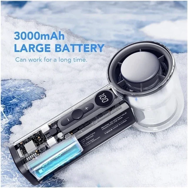 Alt view image 4 of 7 - New Handheld Mini Fan LCD Display 100 Speed Adjustable High Airflow 3000mA USB Rechargeable Outdoor Portable Fan(White)