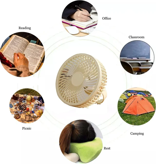 Alt view image 4 of 6 - Kiven Small Personal USB Desk Fan - Portable Fans with Remote Control 3 ways Mount, Quiet Operation and 360°Air Supply,Adjustable Angle Bedside Fan for Office,Bedroom,pets fan,Car Outdoor Travel(Y)