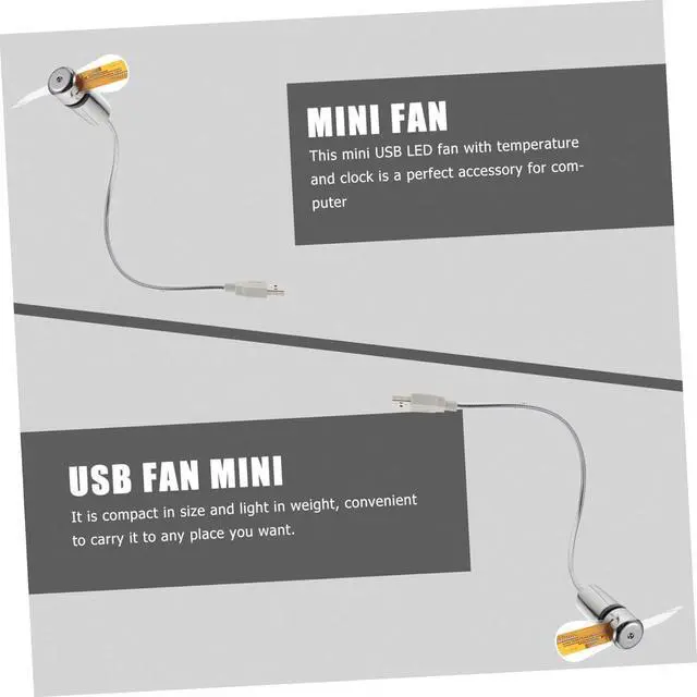 Alt view image 2 of 7 - POPETPOP 3pcs LED Clock Fan Mini USB Computer Fan with Temperature Display for Home Office and Travel Compact and Lightweight Design Durable and Material present Option
