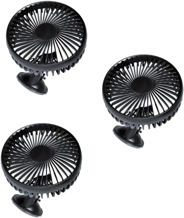 Main image of KALLORY 3pcs Usb Car Fan Portable Adjustable Fan Low Noise Rotating Function Usb Charging for Cooling Vehicles Black