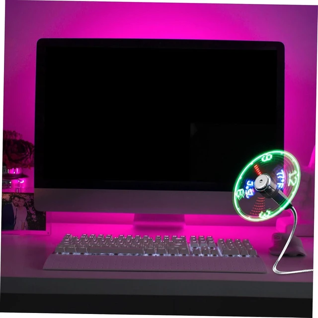 Alt view image 5 of 7 - HOMSFOU 4pcs Usb Led Clock Fan Temperature Display Mini Portable Cooling Gooseneck Usb Fan for Home Office Travel Compact and Lightweight Design for Use