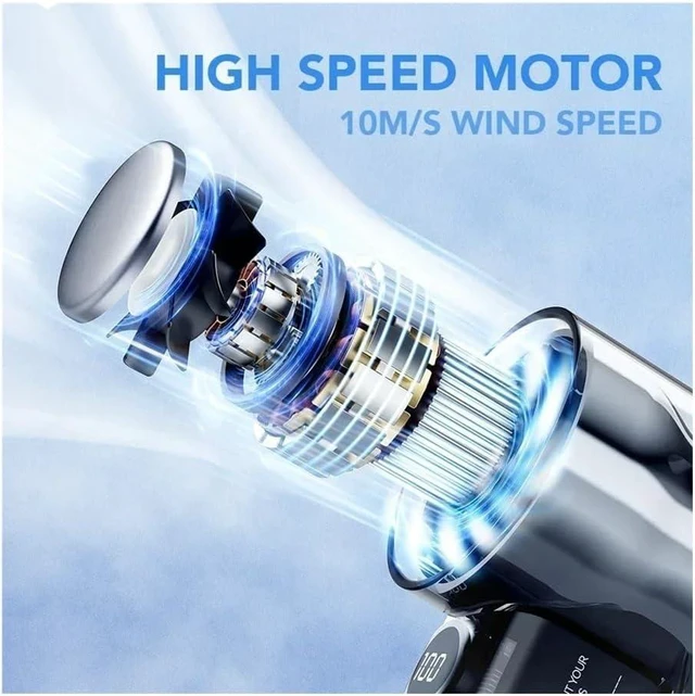 Alt view image 6 of 7 - New Handheld Mini Fan LCD Display 100 Speed Adjustable High Airflow 3000mA USB Rechargeable Outdoor Portable Fan(White)