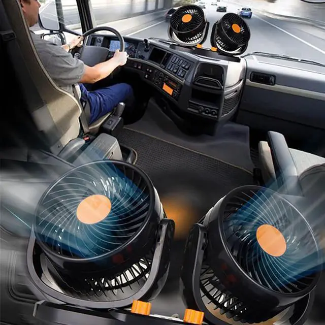 Alt view image 4 of 7 - USB Power Car Fan Multis Rotatable Double Head 3-Speed Dashboard ABS Three Speed Hot Day Cooling Fan