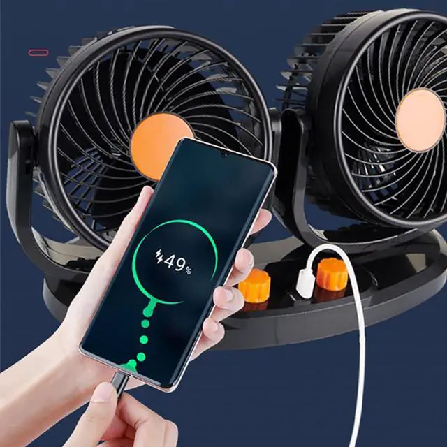 Alt view image 5 of 7 - USB Power Car Fan Multis Rotatable Double Head 3-Speed Dashboard ABS Three Speed Hot Day Cooling Fan