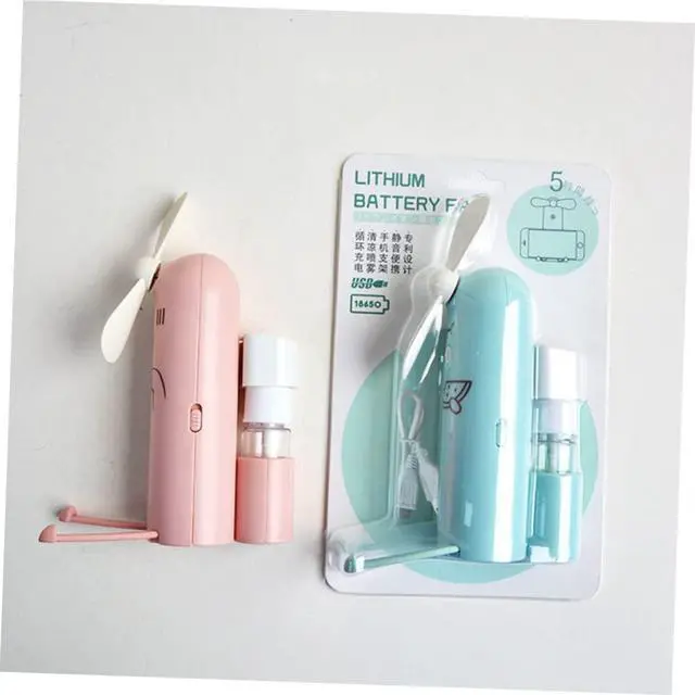 Alt view image 4 of 7 - Hand Held Fans 1pc Shape Mini Fan Holder Cartoon Phone Spray Rechargeable Portable Water USB fan (Color : Green, Size : 12.5X10.3CM)