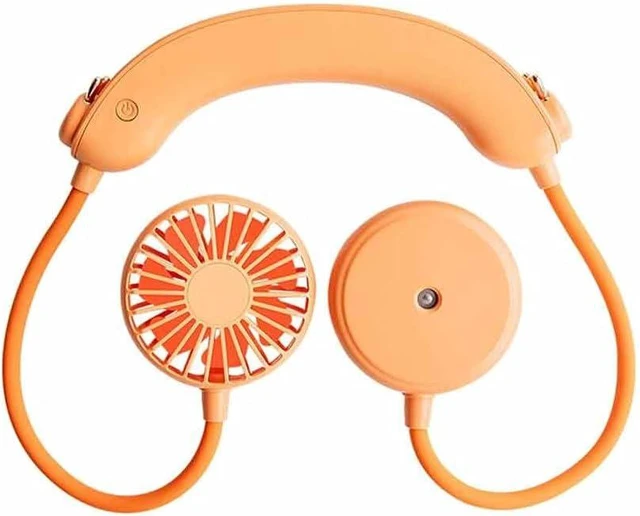 Main image of Mini Hanging Neck Fan Portable USB Rechargeable Outdoor Air Cooling Fan Hands-Free Neck Band Electric Fan Heat Sink (Color : Black) (Orange)