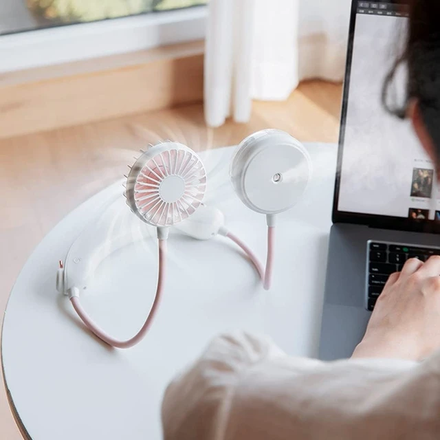 Alt view image 5 of 6 - Mini Hanging Neck Fan Portable USB Rechargeable Outdoor Air Cooling Fan Hands-Free Neck Band Electric Fan Heat Sink (Color : Black) (Orange)