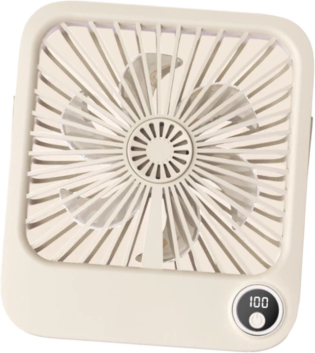 Main image of Mini Portable Fan Personal Desk Fan Women Gift Stylish Quiet USB Summer Cooling Fan Personal Fan for Camping Car Desktop Home, Beige