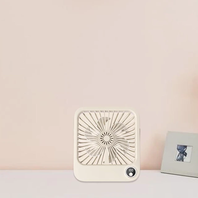 Alt view image 2 of 7 - Mini Portable Fan Personal Desk Fan Women Gift Stylish Quiet USB Summer Cooling Fan Personal Fan for Camping Car Desktop Home, Beige