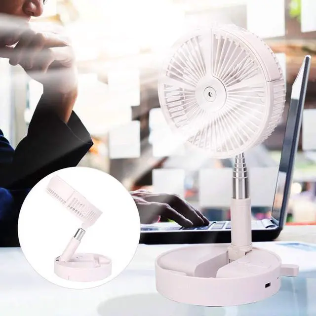 Alt view image 2 of 7 - GOTOTOP Telescopic Desktop Fan, Folding Hydrating LED Fan USB Charging, Suitable for Desk or Floor with Atomizing Function, Portable USB Power