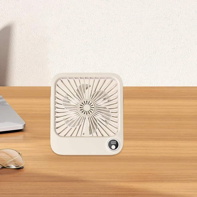 Alt view image 4 of 7 - Mini Portable Fan Personal Desk Fan Women Gift Stylish Quiet USB Summer Cooling Fan Personal Fan for Camping Car Desktop Home, Beige
