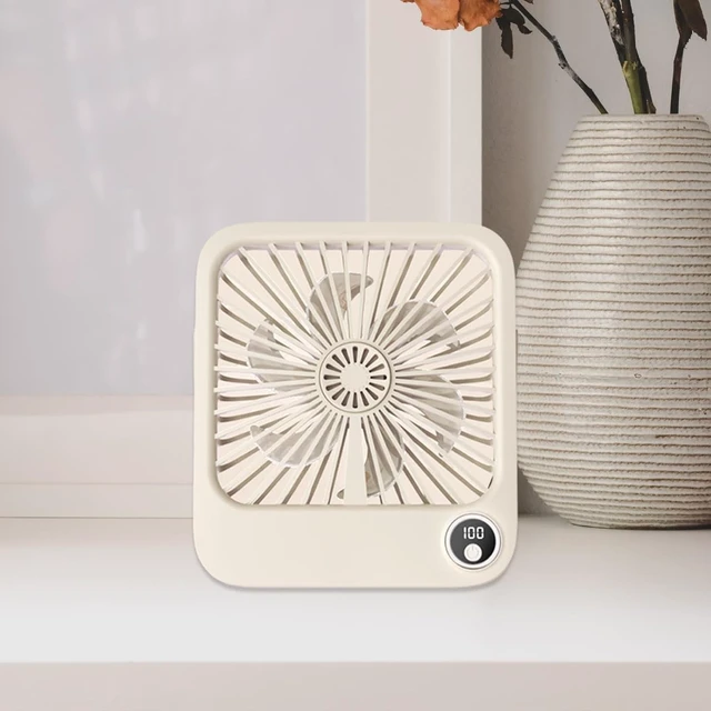 Alt view image 6 of 7 - Mini Portable Fan Personal Desk Fan Women Gift Stylish Quiet USB Summer Cooling Fan Personal Fan for Camping Car Desktop Home, Beige
