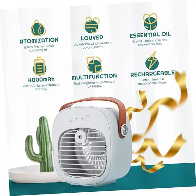 Alt view image 2 of 7 - Chiller USB Spray Cooling Household Portable Rechargeable Air Conditioning Fan Mini Portable Desktop Water-cooled Fan