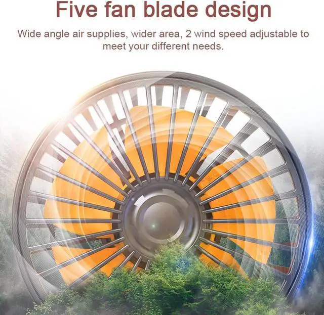 Alt view image 3 of 7 - Electric fan, 3 Heads Car Fan Portable Air Cooling Fan Silent Electric Fan 360° Rotation with 2 Wind Speed Phone Number Display for Car Truck SUV RV Marine Boat