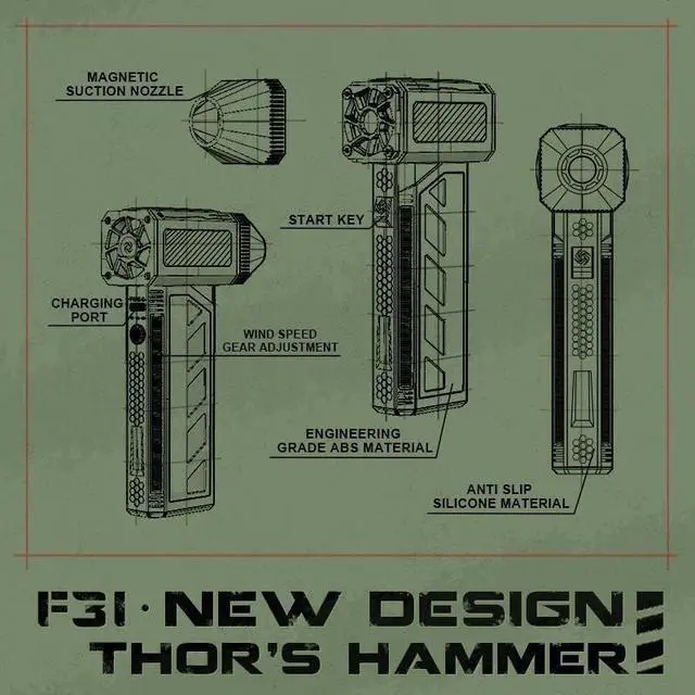 Alt view image 4 of 7 - Portable Mini High Speed Fan, Rechargeable, 3-Speed, Air Cleaner, Car Wash Blower