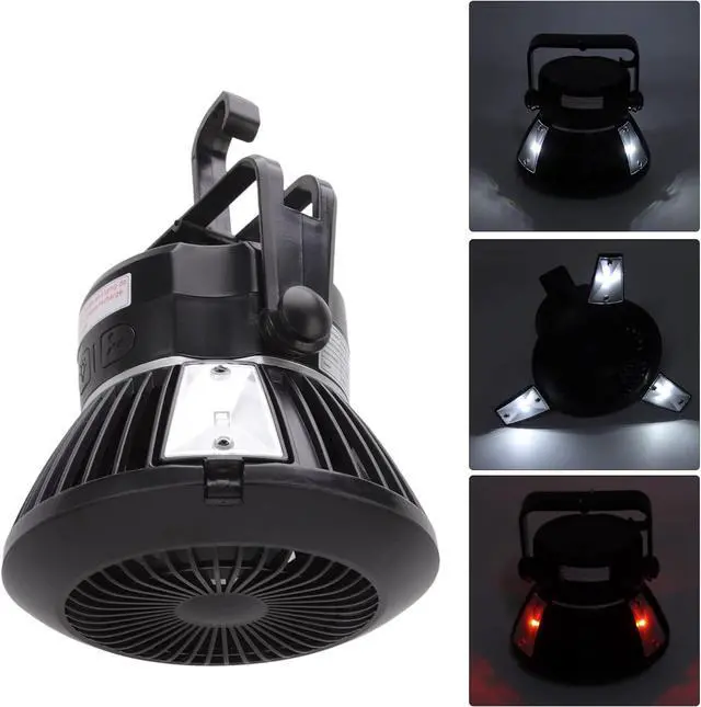 Alt view image 2 of 7 - 3 in 1 Solar Camping Fan with LED Light - Portable and Hangable Outdoor Tent Fan, USB Rechargeable