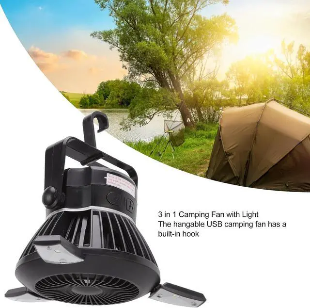 Alt view image 5 of 7 - 3 in 1 Solar Camping Fan with LED Light - Portable and Hangable Outdoor Tent Fan, USB Rechargeable