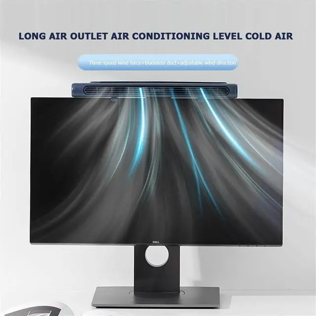 Alt view image 5 of 7 - 2 in 1 Monitor Clip On Fan, Bladeless Computer Cooling Fan for Office, Ultra Quiet USB Desk Fan Small Tower Fan for Desk, Suitable for Flat and Curved Monitor, Laptop (Color : White)