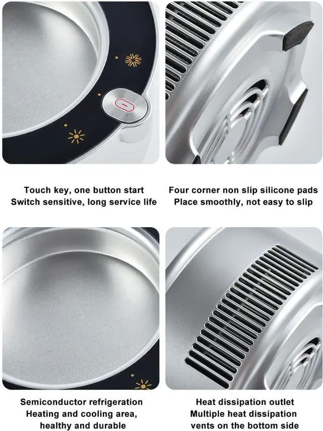 Alt view image 5 of 7 - Smart Mug Warmer, USB Cable 12V 3A Adapter US 100240V Dual Use Coaster Thermostatic Pad, Cooler Warmer Refrigeration Pad