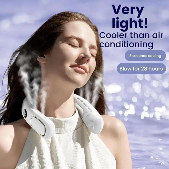Alt view image 6 of 7 - New Semiconductor Cooling Neck Fan, Usb Rechargeable, Portable Lazy Outdoor Neck Fan (1, white)