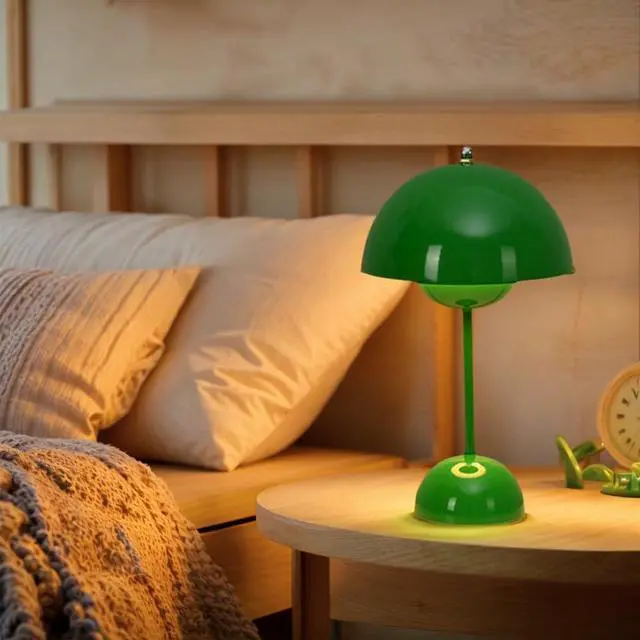 Alt view image 3 of 7 - Portable LED Mushroom Bud Lamp, 3-Color Adjustable Touch Night Light, USB-Powered Small Flowerpot Lamp for Living Bedroom Children's Study Office,Green