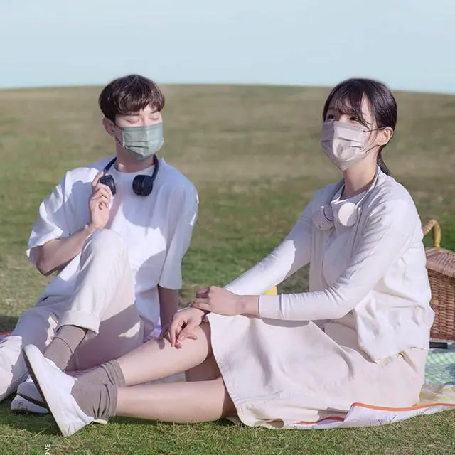 Alt view image 2 of 7 - Neck Fan, Mini USB Fan,Rechargeable Personal Neckband Fan,3 Speed USB Fan with 360° Adjustable Head for Hiking,Outdoor Sports,Travel,Home,Office,A (B)