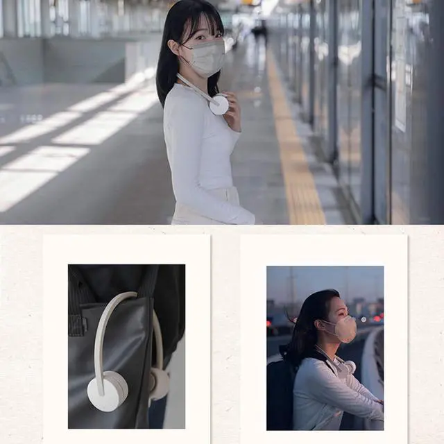 Alt view image 3 of 7 - Neck Fan, Mini USB Fan,Rechargeable Personal Neckband Fan,3 Speed USB Fan with 360° Adjustable Head for Hiking,Outdoor Sports,Travel,Home,Office,A (B)