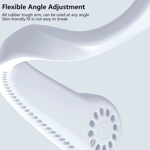 Alt view image 6 of 7 - Leafless Neck Hanging Fan, Mini USB Personal Neckband Fan, Portable Sports Lazy Neck Fan, Air Cooler Wearable with 3 Speeds, Bladeless Fan Hands Free for Outdoor Office Travel White