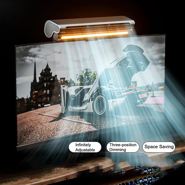 Alt view image 2 of 7 - Monitor Clip On Fan, Stepless Speed Desk Fan with Light, Desk Fan Touch Control, USB Table Fan for Flat and Curved Monitor, Laptop, PC