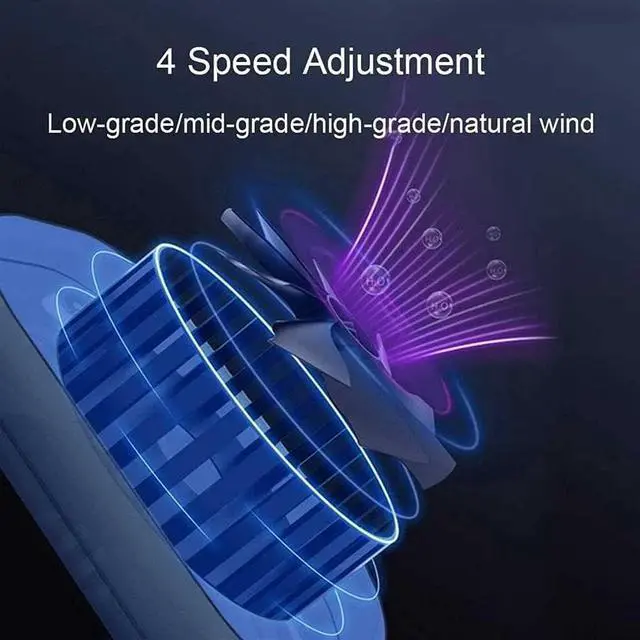 Alt view image 6 of 6 - Portable Personal Bladeless Fan, Handsfree Mini Rechargeable Neck Fan Wearable Neckband Fan, Necklance Fan with Dual Wind Head 4 Speeds for Office Traveling Outdoor Camping Low Noise Design