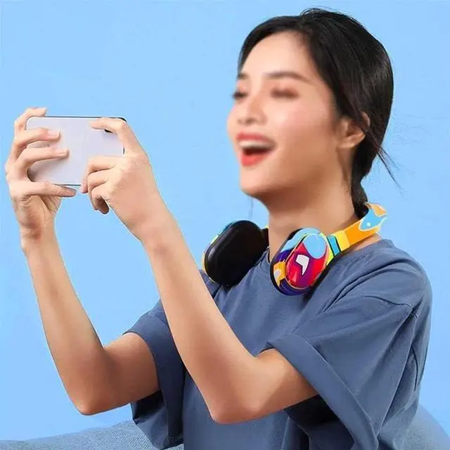 Alt view image 3 of 6 - Portable Personal Bladeless Fan, Handsfree Mini Rechargeable Neck Fan Wearable Neckband Fan, Necklance Fan with Dual Wind Head 4 Speeds for Office Traveling Outdoor Camping Low Noise Design