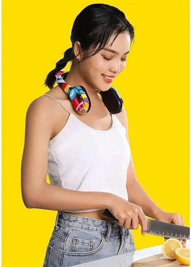 Alt view image 2 of 6 - Portable Personal Bladeless Fan, Handsfree Mini Rechargeable Neck Fan Wearable Neckband Fan, Necklance Fan with Dual Wind Head 4 Speeds for Office Traveling Outdoor Camping Low Noise Design
