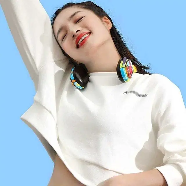 Alt view image 5 of 6 - Portable Personal Bladeless Fan, Handsfree Mini Rechargeable Neck Fan Wearable Neckband Fan, Necklance Fan with Dual Wind Head 4 Speeds for Office Traveling Outdoor Camping Low Noise Design