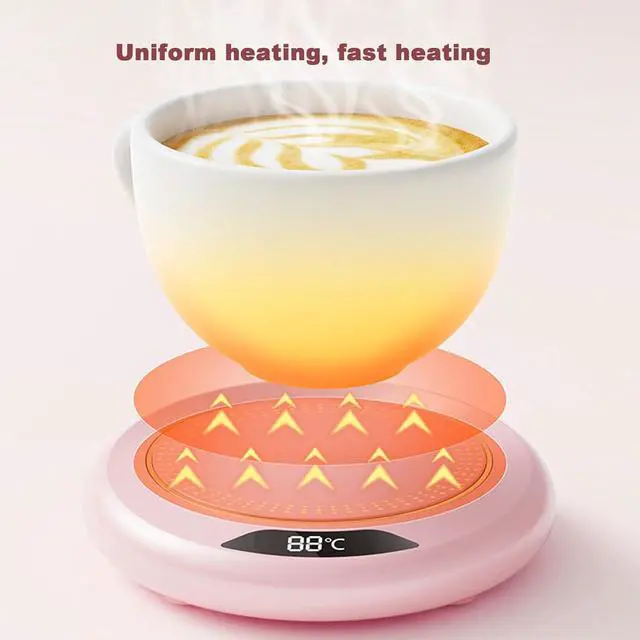 Alt view image 3 of 7 - Mug Warmer,Coffee Warmer for Desk Auto Shut Off,Electric Coffee Cup Warmer with 3-Temp Settings,Smart Coffee Warmer for Desk Keep Coffee, Beverage, Hot Chocolate Warm (Pink)