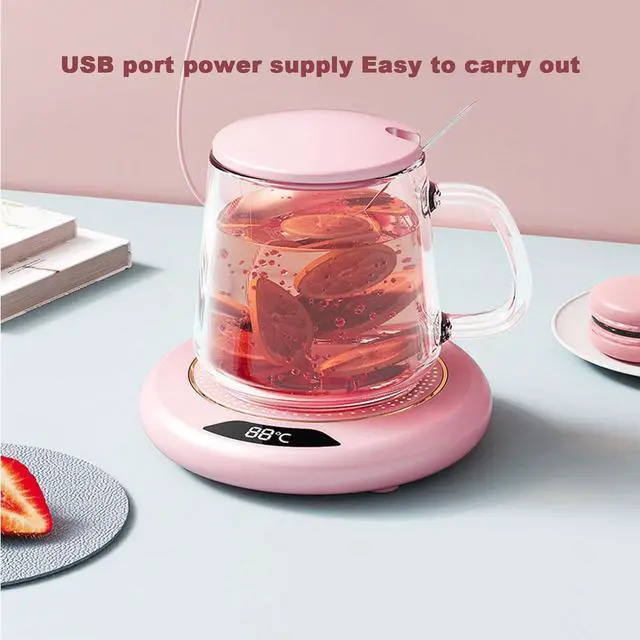 Alt view image 5 of 7 - Mug Warmer,Coffee Warmer for Desk Auto Shut Off,Electric Coffee Cup Warmer with 3-Temp Settings,Smart Coffee Warmer for Desk Keep Coffee, Beverage, Hot Chocolate Warm (Pink)