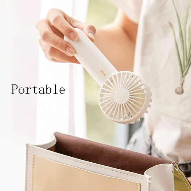 Alt view image 2 of 7 - Portable Portable Handheld Fan,Cooling Fan, 3 Speeds Strong Wind,Office,Hiking,Camping,Travel,Mini Fan,Rechargeable Mini Fan High Wind (Color : Pink)