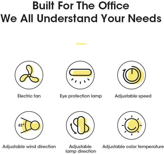 Main image of KEULEN Monitor Fan, Clip-On Computer Fan with LED Light, Infinitely Adjustable Speed, Adjustable Air Outlet 45°, Adjustable Brightness and Color Temperature, for Office Laptops, Desktop PC