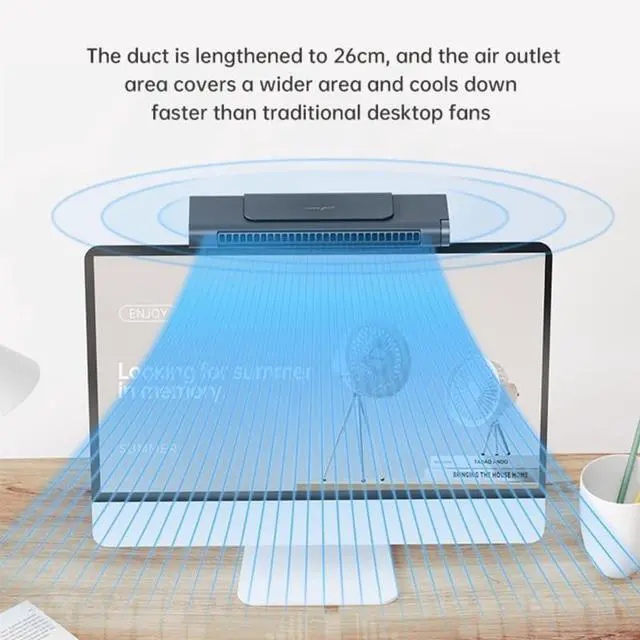 Alt view image 6 of 6 - KEULEN Monitor Fan, Clip-On Computer Fan with LED Light, Infinitely Adjustable Speed, Adjustable Air Outlet 45°, Adjustable Brightness and Color Temperature, for Office Laptops, Desktop PC