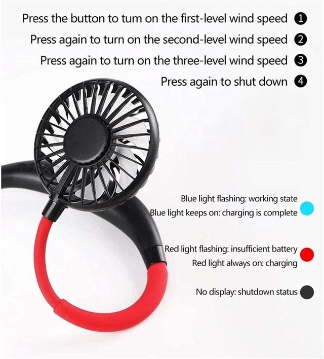 Alt view image 3 of 7 - Portable Neck Fan, Hanging Mini USB Rechargeable Lazy Neckband Fans with Dual Wind Head Fit for Sports or Traveling Low Noise Design (Color : Pink)