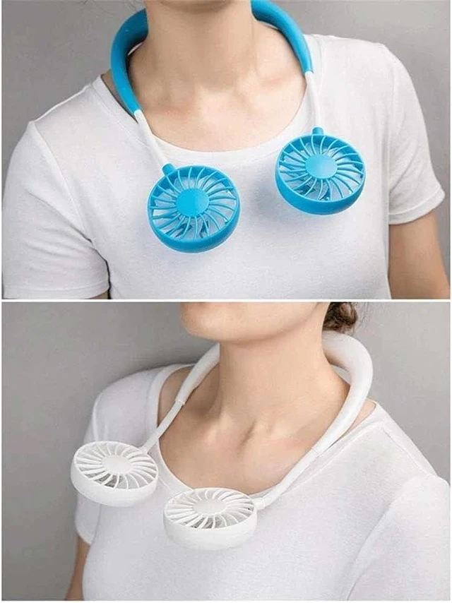 Alt view image 6 of 7 - Portable Neck Fan, Hanging Mini USB Rechargeable Lazy Neckband Fans with Dual Wind Head Fit for Sports or Traveling Low Noise Design (Color : Pink)