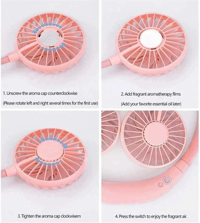 Alt view image 7 of 7 - Portable Neck Fan, Hanging Mini USB Rechargeable Lazy Neckband Fans with Dual Wind Head Fit for Sports or Traveling Low Noise Design (Color : Pink)