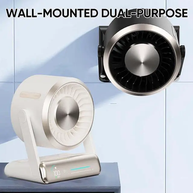 Alt view image 3 of 7 - Smart Digital Display Touch Desktop Fan, USB Desk Table Fan With LED Display, 120° Adjustable Head Tilt, Silent Air Circulator Fans, Mini Desktop Cooler for Home(Beige,Rechargeable)