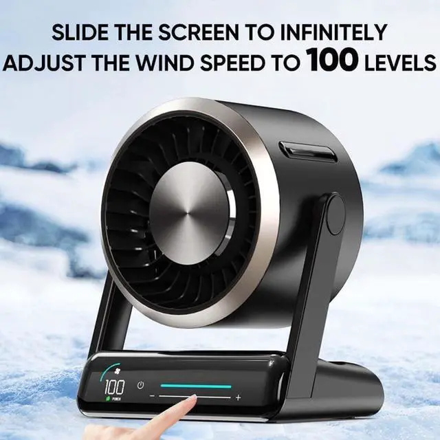 Alt view image 5 of 7 - Smart Digital Display Touch Desktop Fan, USB Desk Table Fan With LED Display, 120° Adjustable Head Tilt, Silent Air Circulator Fans, Mini Desktop Cooler for Home(Beige,Rechargeable)