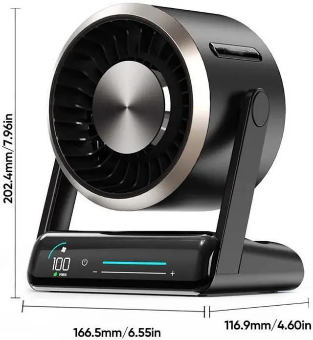 Alt view image 7 of 7 - Smart Digital Display Touch Desktop Fan, USB Desk Table Fan With LED Display, 120° Adjustable Head Tilt, Silent Air Circulator Fans, Mini Desktop Cooler for Home(Beige,Rechargeable)