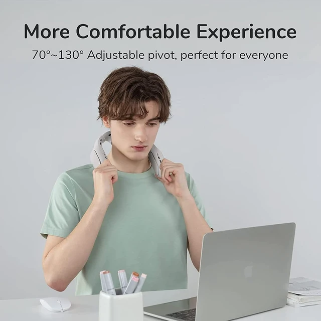 Alt view image 5 of 7 - Portable Ultimate Bladeless Neck Fan,Rechargeable Personal Fan for Neck with Multi Motors, USB Wearable Fan for Outdoor, Home, Office, with Metal Neck Brace,Brown (Brown)